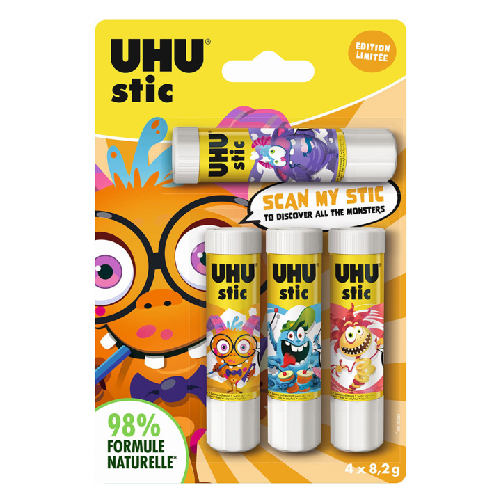 Bâton de colle 8,2 g Édition Neon 4 pcs - Uhu - Rougier et Plé