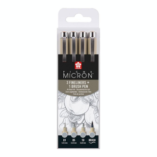 Feutre Pigma Micron Set 4 Gris clair - Sakura - Rougier et Plé