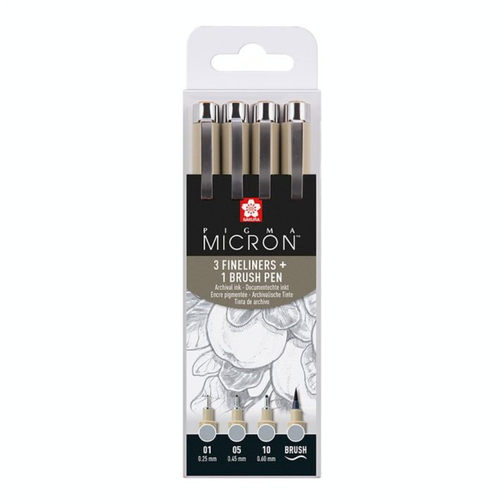 Feutre Pigma Micron Set 4 Gris clair - Sakura - Rougier et Plé