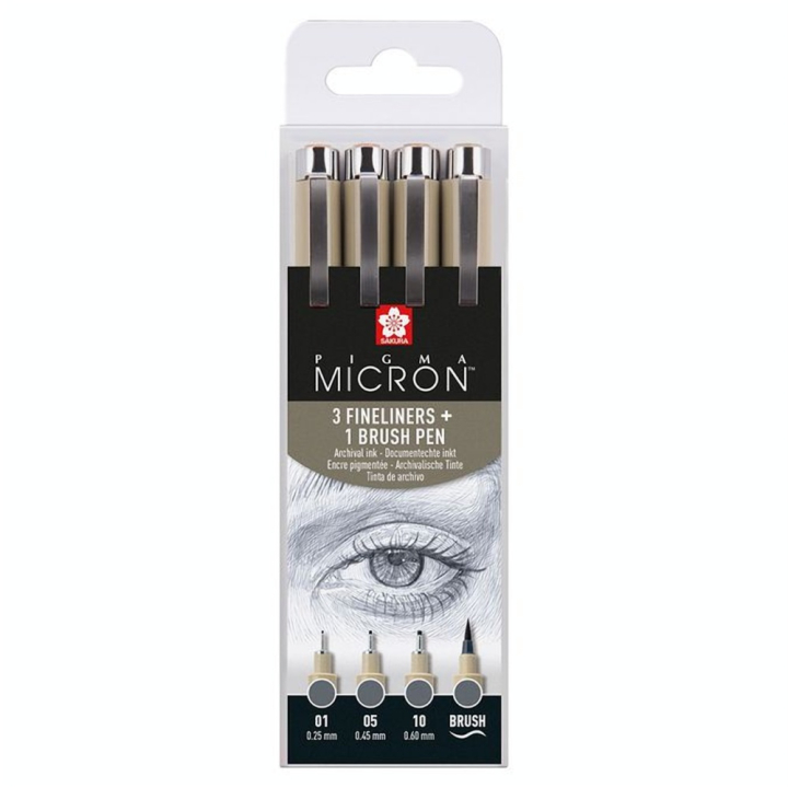Feutre Pigma Micron Set 4 Gris foncé - Sakura - Rougier et Plé