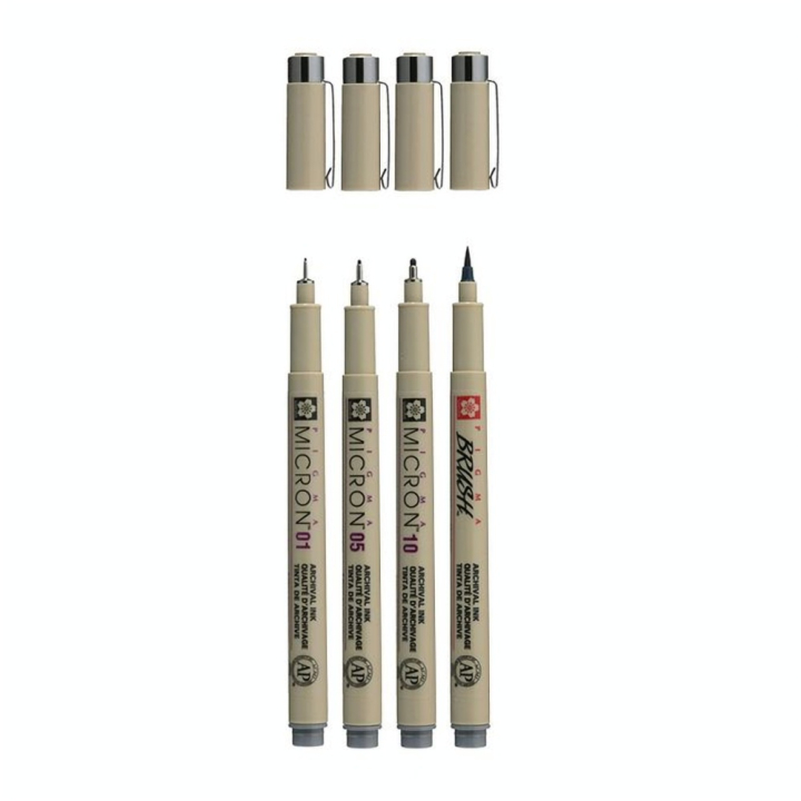 Feutre Pigma Micron Set 4 Gris foncé - Sakura - Rougier et Plé