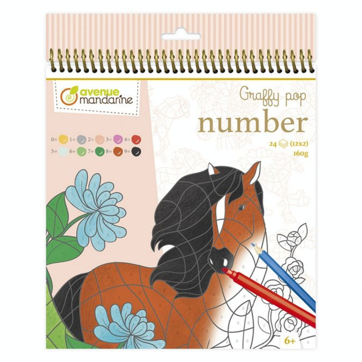 Carnet de coloriage Graffy Pop number Chevaux - Avenue Mandarine - Rougier et Plé