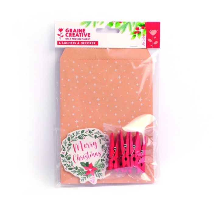 Sachet cadeau à décorer Étoiles 17.7 x 11.4 cm Kit de 6 pcs - Graine Créative - Rougier et Plé