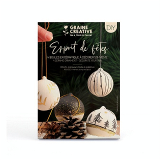 Boules de Noël en céramique à décorer Kit 4 pcs - Graine Créative - Rougier et Plé