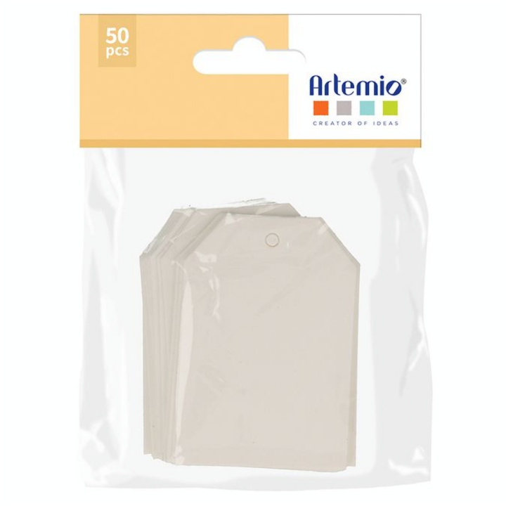 Étiquette Kraft 6 x 4 cm 50 pcs Blanc - Artemio - Rougier et Plé