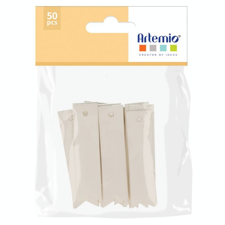 Étiquette Kraft 6 x 1.5 cm 50 pcs Blanc - Artemio - Rougier et Plé