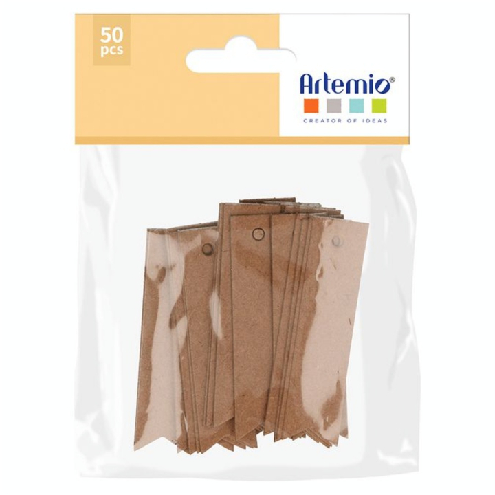 Étiquette 6 x 1.5 cm 50 pcs Kraft naturel - Artemio - Rougier et Plé