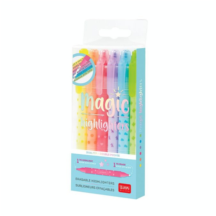 Surligneurs Effaçables Magic Highlighters 6 pcs - Legami - Rougier et Plé