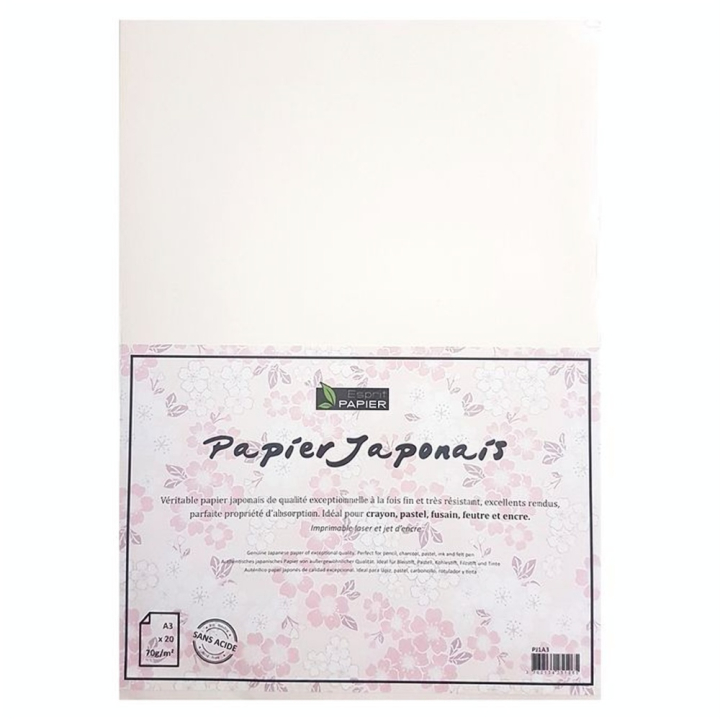 Papier japonais 70 g/m² Lot de 20 feuilles Blanches - Esprit Papier - Rougier et Plé