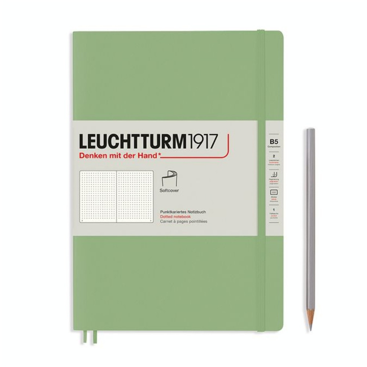 Carnet Composition B5 souple 123p pointillées - Sauge - Leuchtturm1917 - Rougier et Plé