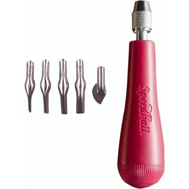 Kit de 5 Gouges Linogravure + Manche - Speedball - Rougier et Plé