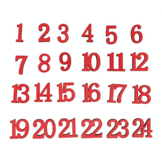 Chiffres Calendrier de l'avent 2 cm Bois Rouge - Rayher - Rougier et Plé