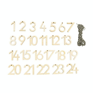 Chiffres Calendrier de l'avent 3 cm Bois Naturel - Rayher - Rougier et Plé