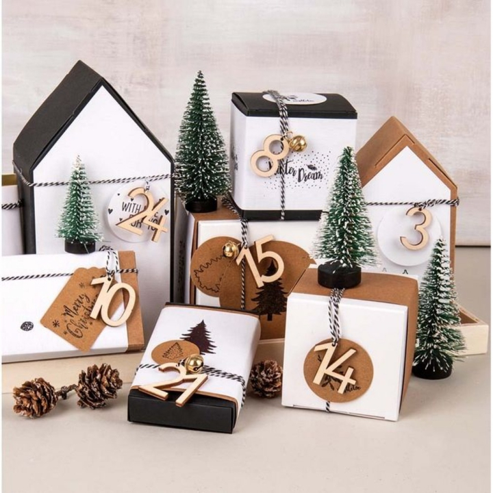 Chiffres Calendrier de l'avent 3 cm Bois Naturel - Rayher - Rougier et Plé