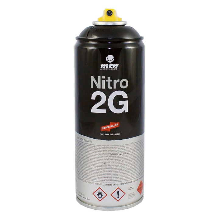 Peinture en spray Noir ultra couvrant Nitro 2G Silver Killer 400 ml - Montana - Rougier et Plé