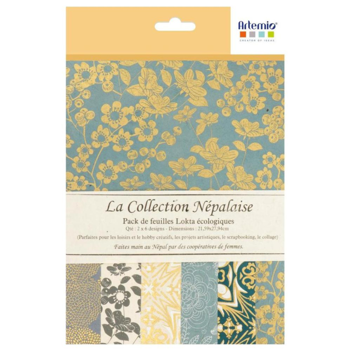 Papier népalais 28 x 21,5 cm 12 pcs N°11 - Artemio - Rougier et Plé