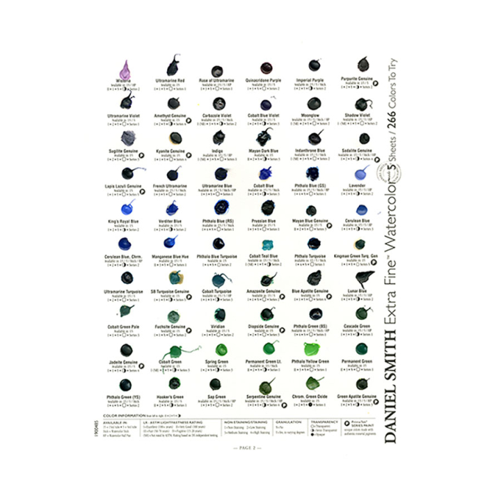 Carte des 266 nuances Aquarelle - Daniel Smith - Rougier et Plé