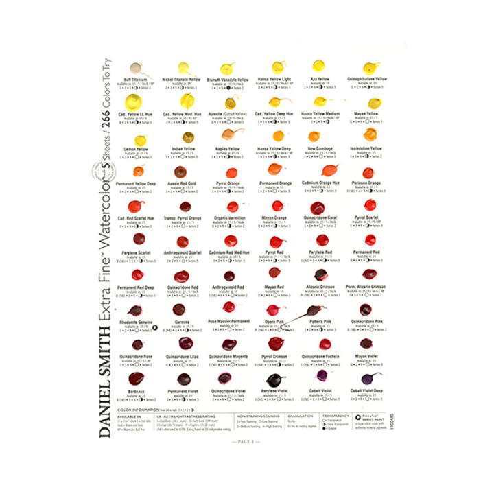 Carte des 266 nuances Aquarelle - Daniel Smith - Rougier et Plé
