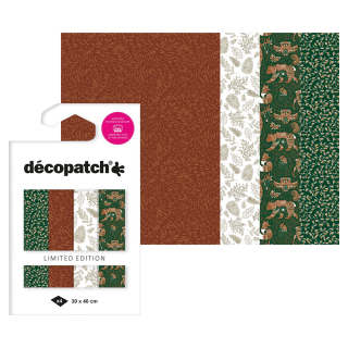 Papier Texture 15 x 24,5 cm Foil Forest - Décopatch - Rougier et Plé