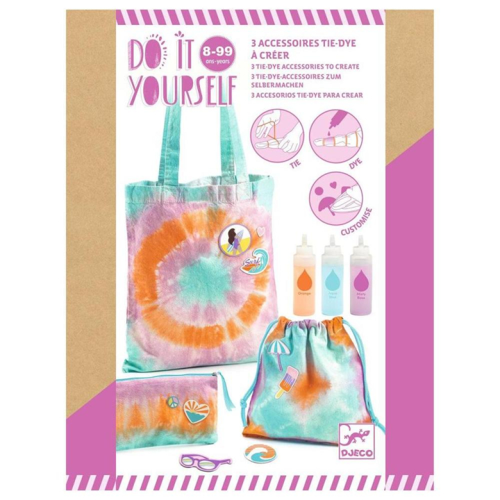 Coffret accessoires Tie-Dye à créer Sunshine Camp Do It Yourself - Djeco - Rougier et Plé