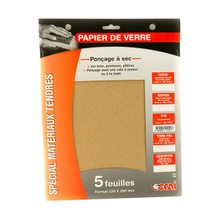 Papier de verre Grain Fin 5 Feuilles - OCAI - Rougier et Plé