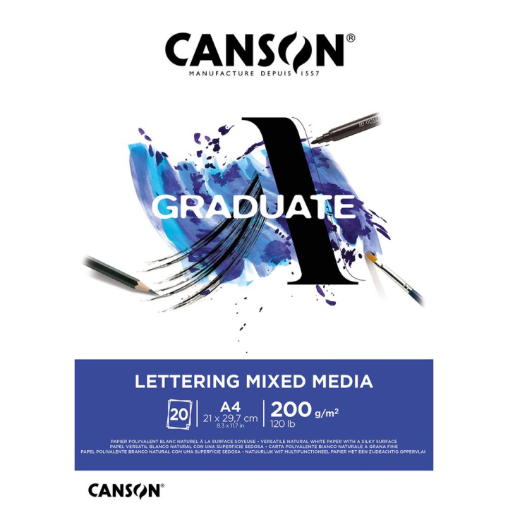 Bloc Graduate Lettering Mixed Media 200 g/m² - Canson - Rougier et Plé