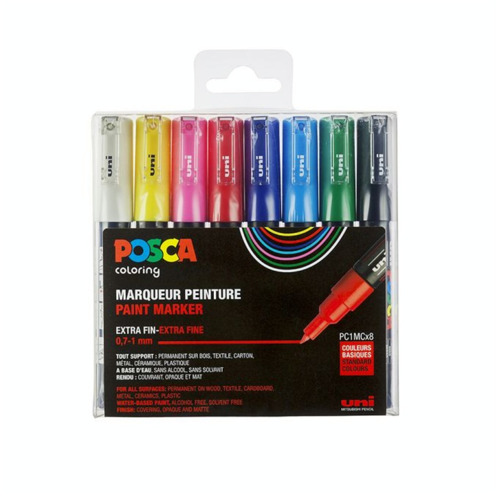 Boîte de 8 marqueurs assortis PC-1MC - Posca - Rougier et Plé