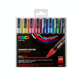 Boîte de 8 marqueurs assortis PC-5M couleurs franches - Posca - Rougier et Plé