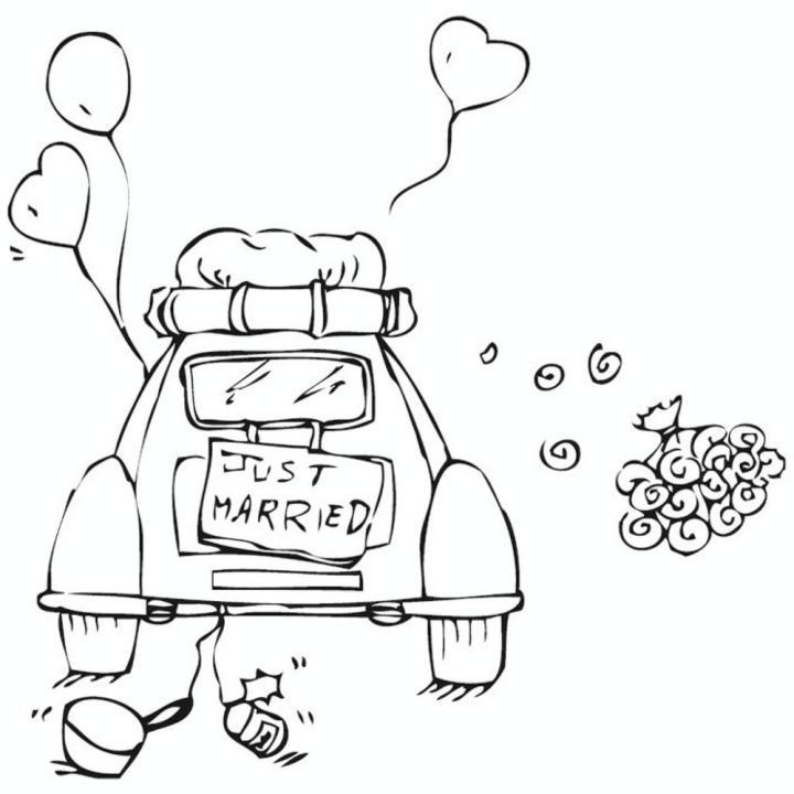 Tampon Bois Just Married, 6 x 6 x 2,8 cm - Aladine - Rougier et Plé
