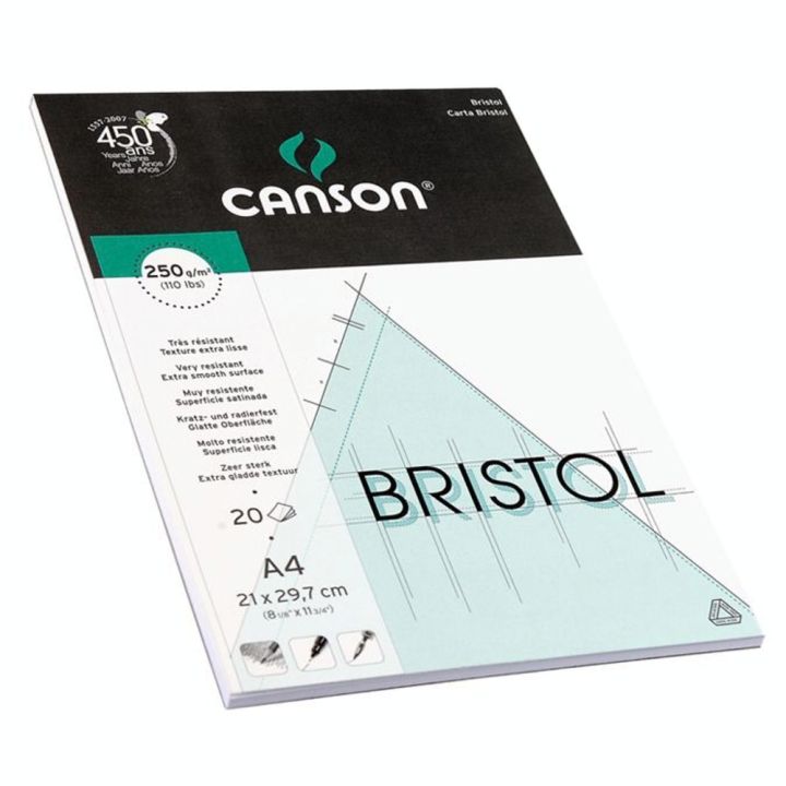 Bloc de papier Bristol 250 g/m² 20 feuilles A4 - Canson - Rougier et Plé
