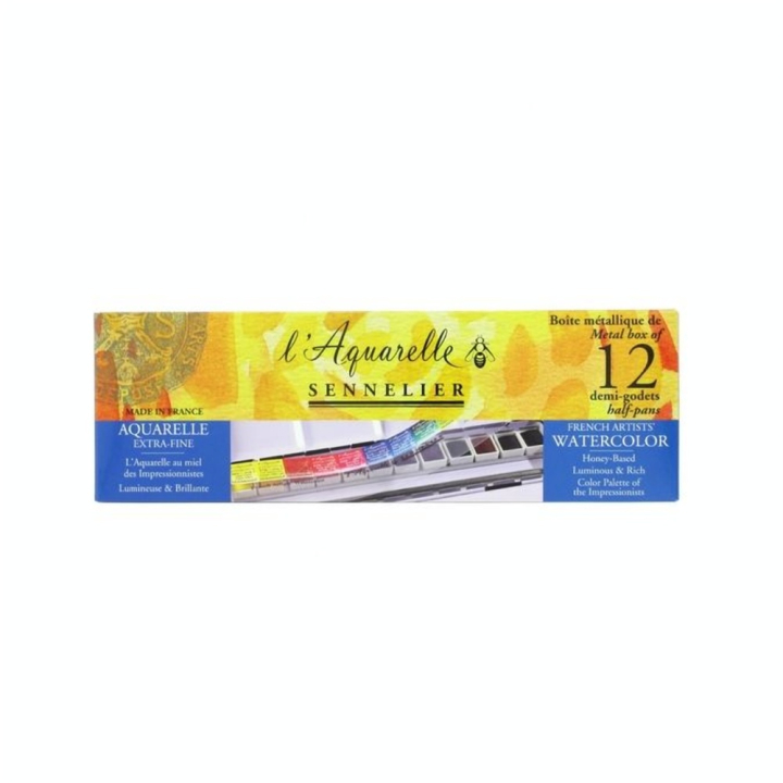 Boite aquarelle extra-fine au miel 12 1/2 godets en boîte métallique - Sennelier - Rougier et Plé