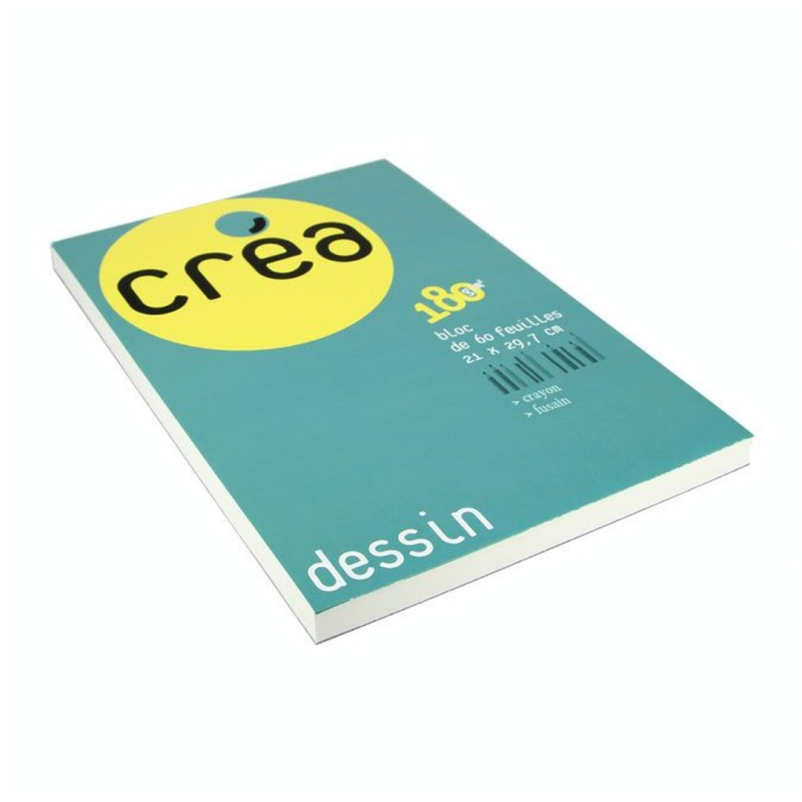 Bloc à dessin 180 g/m² 60 feuilles A4 - Créa - Rougier et Plé