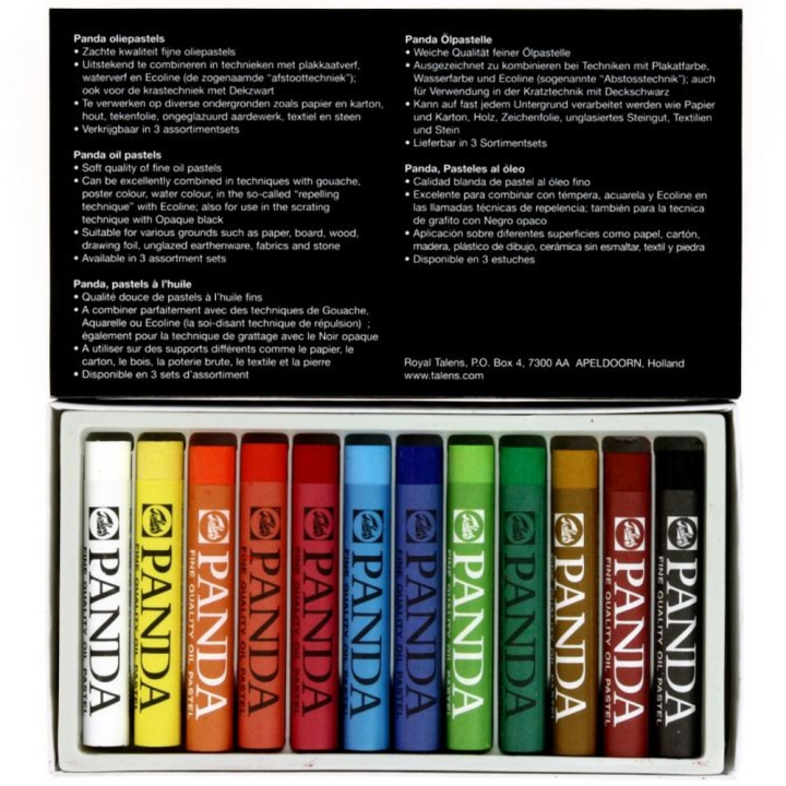 Boîte de 12 pastels gras Panda - Talens - Rougier et Plé