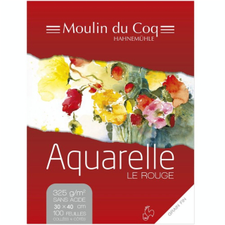 Bloc aquarelle LE ROUGE  collé 100 feuilles 30 x 40 cm - Hahnemühle - Rougier et Plé
