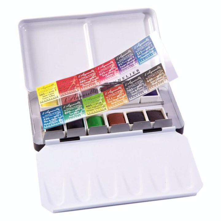 Boite d'aquarelle extra-fine au miel de 12 demi-godets - Sennelier - Rougier et Plé