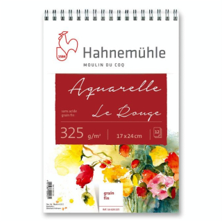 Bloc de papier aquarelle grain fin à spirale Le Rouge 325 g/m² - Hahnemühle - Rougier et Plé