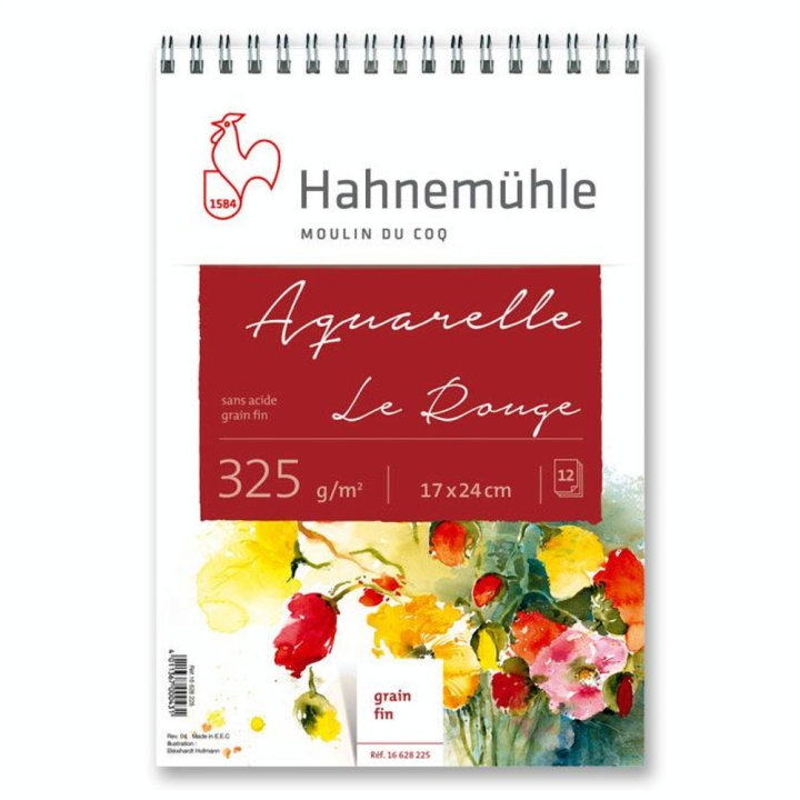 Bloc de papier aquarelle grain fin à spirale Le Rouge 325 g/m² - Hahnemühle - Rougier et Plé