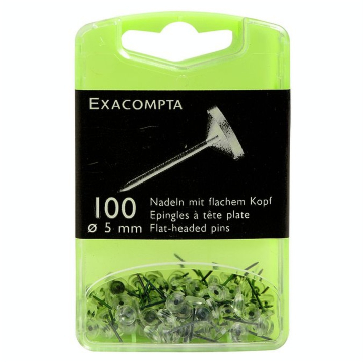 Boîte de 100 épingles à tête plâte 5 mm cristal - Exacompta - Rougier et Plé