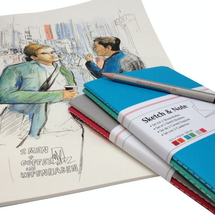 Lot de 2 carnets de croquis & notes 125 g laurier/fuchsia - Hahnemühle - Rougier et Plé