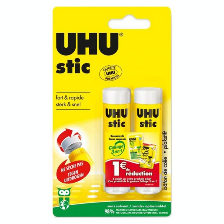 Bâton de colle 8,2 g par 2 - Uhu - Rougier et Plé