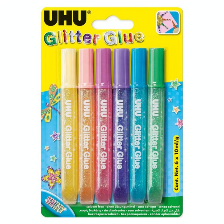 Colle pailletée fluo set de 6 couleurs - Uhu - Rougier et Plé