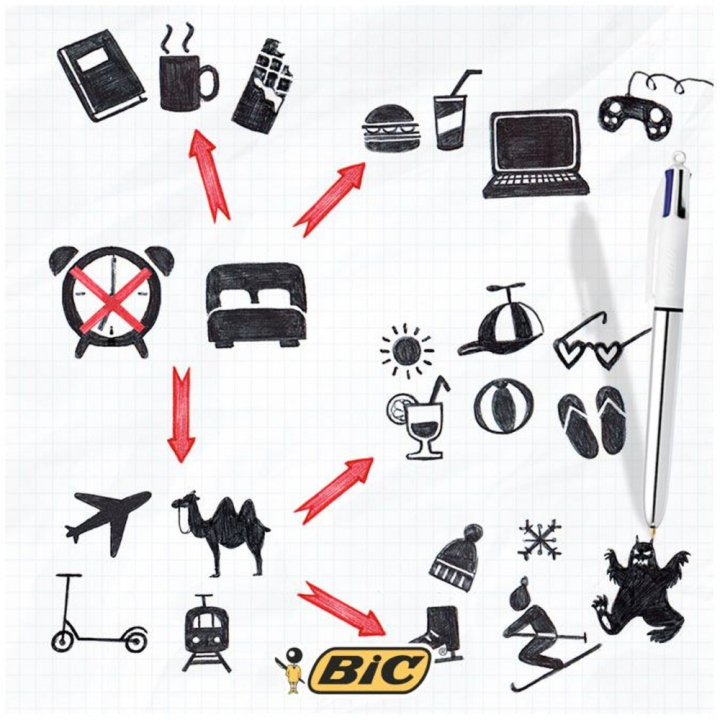 Stylo-bille 4 couleurs corps argenté - Bic - Rougier et Plé
