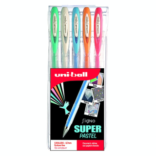 Stylo Signo couleurs pastels en pochette par 5 - Uni-Ball - Rougier et Plé