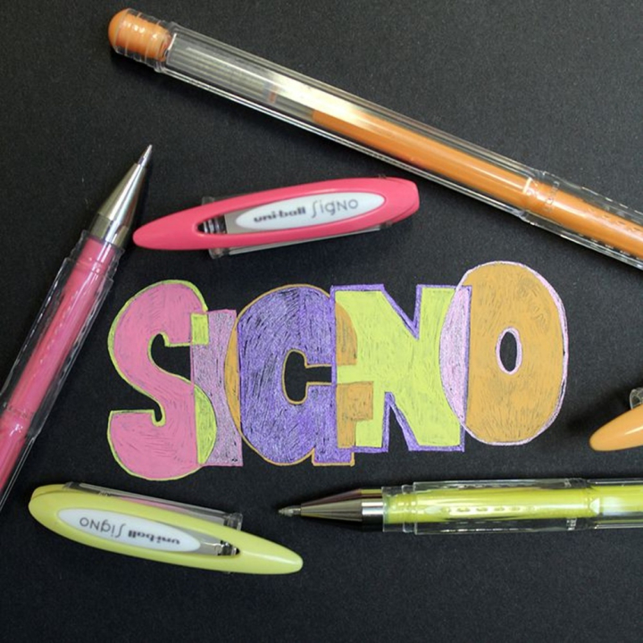 Stylo Signo couleurs pastels en pochette par 5 - Uni-Ball - Rougier et Plé