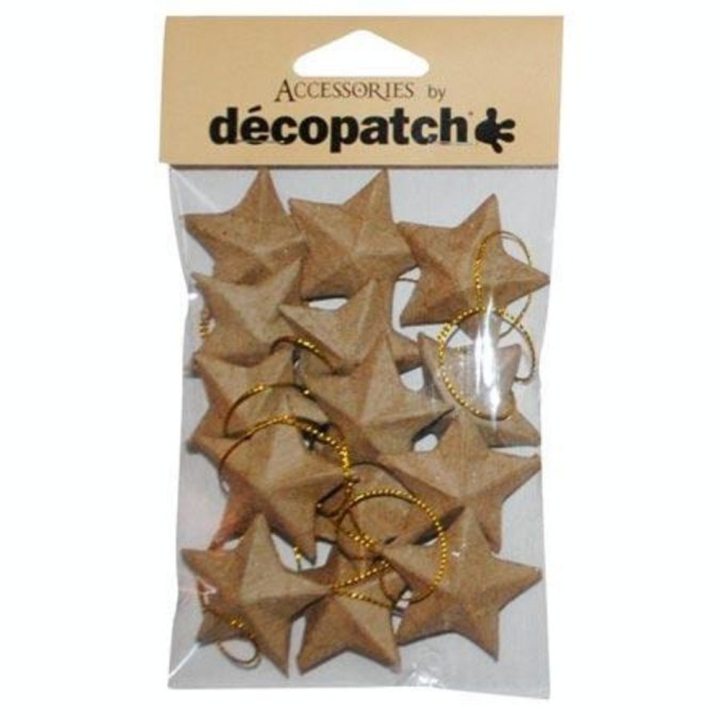 Etoiles à suspendre en papier mâché 4 cm - 15 pièces - Décopatch - Rougier et Plé