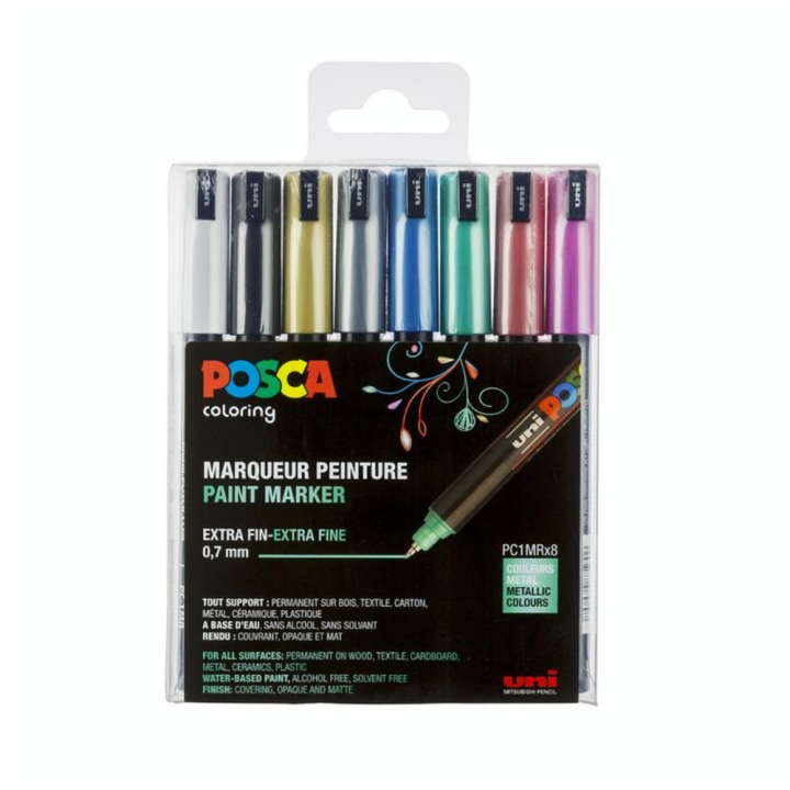 Marqueur PC-1MR pointe calibrée - 8 couleurs ASS19 - Posca - Rougier et Plé