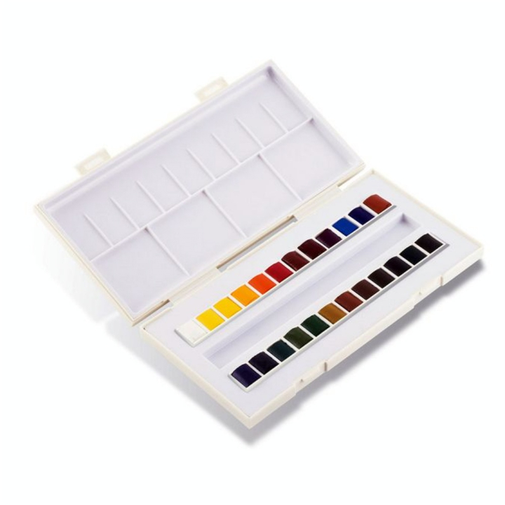 Aquarelle fine boite de 24 demi-godets - Sennelier - Rougier et Plé