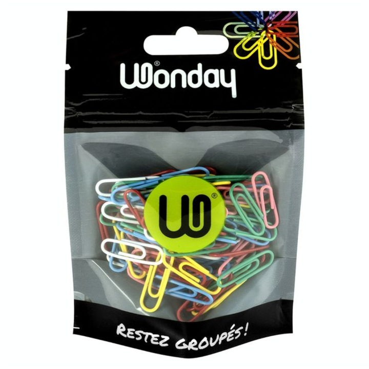 Trombone colorés 25 mm par 100 - Wonday - Rougier et Plé
