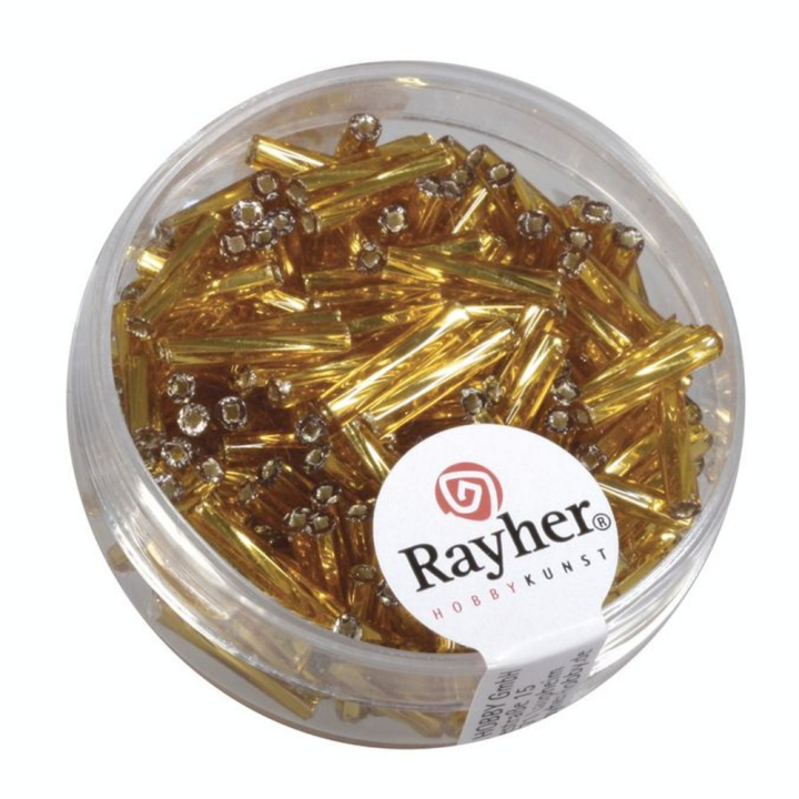 Perles de rocaille tube en verre twistet 12 mm Couleur or - Rayher - Rougier et Plé