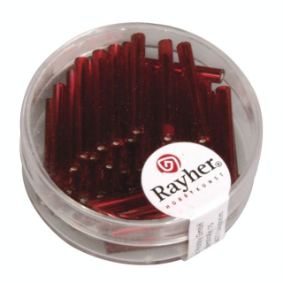 Perles de rocaille tubes intérieur argenté 20 mm rouge - Rayher - Rougier et Plé